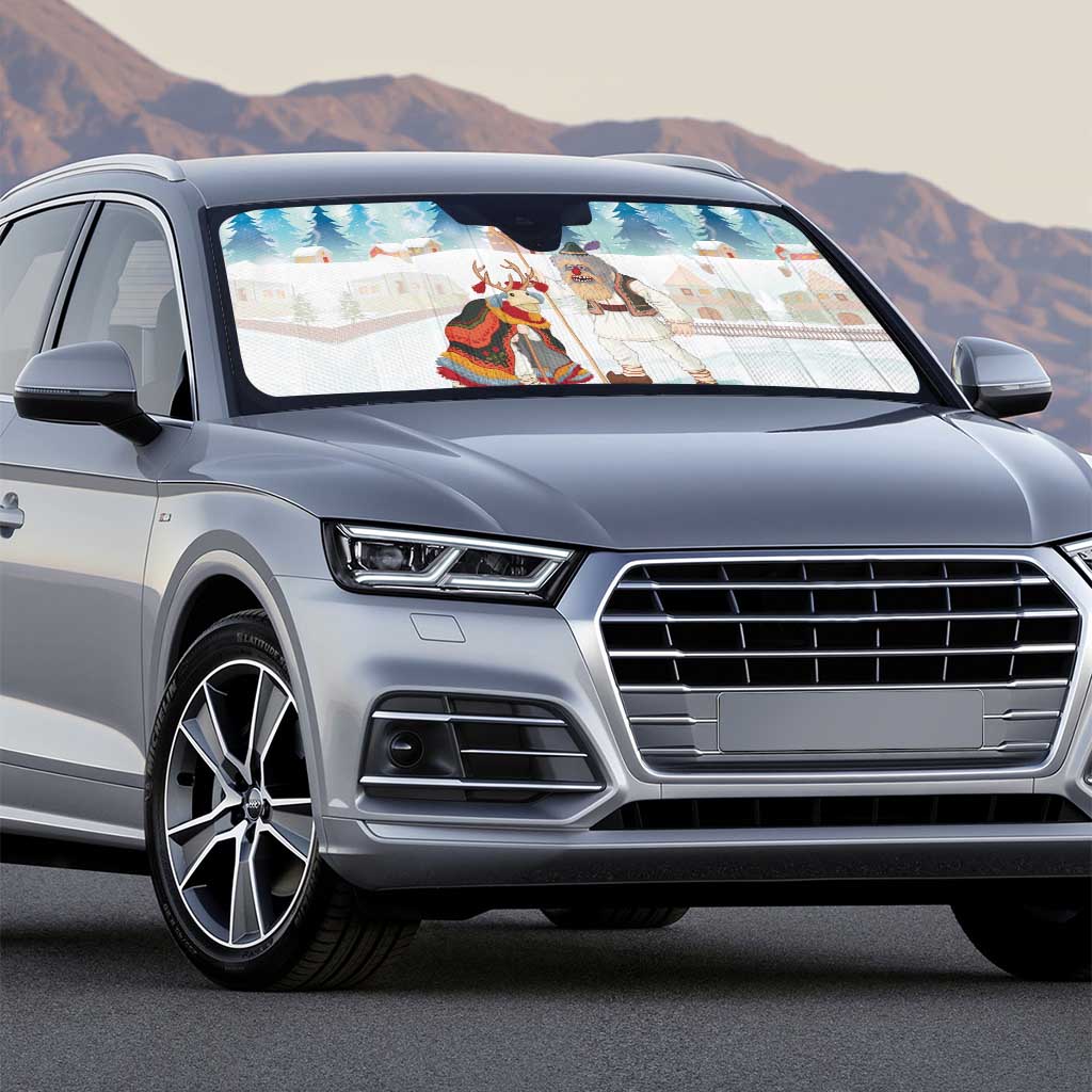 Romania Christmas Auto Sun Shade Romanian Folklore Traditional Christmas Mask - Wonder Print Shop