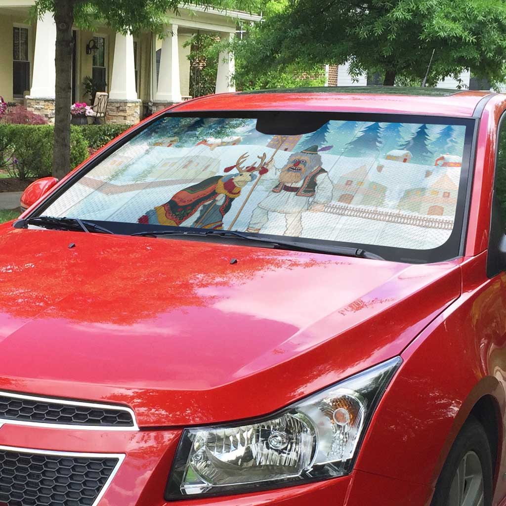 Romania Christmas Auto Sun Shade Romanian Folklore Traditional Christmas Mask - Wonder Print Shop