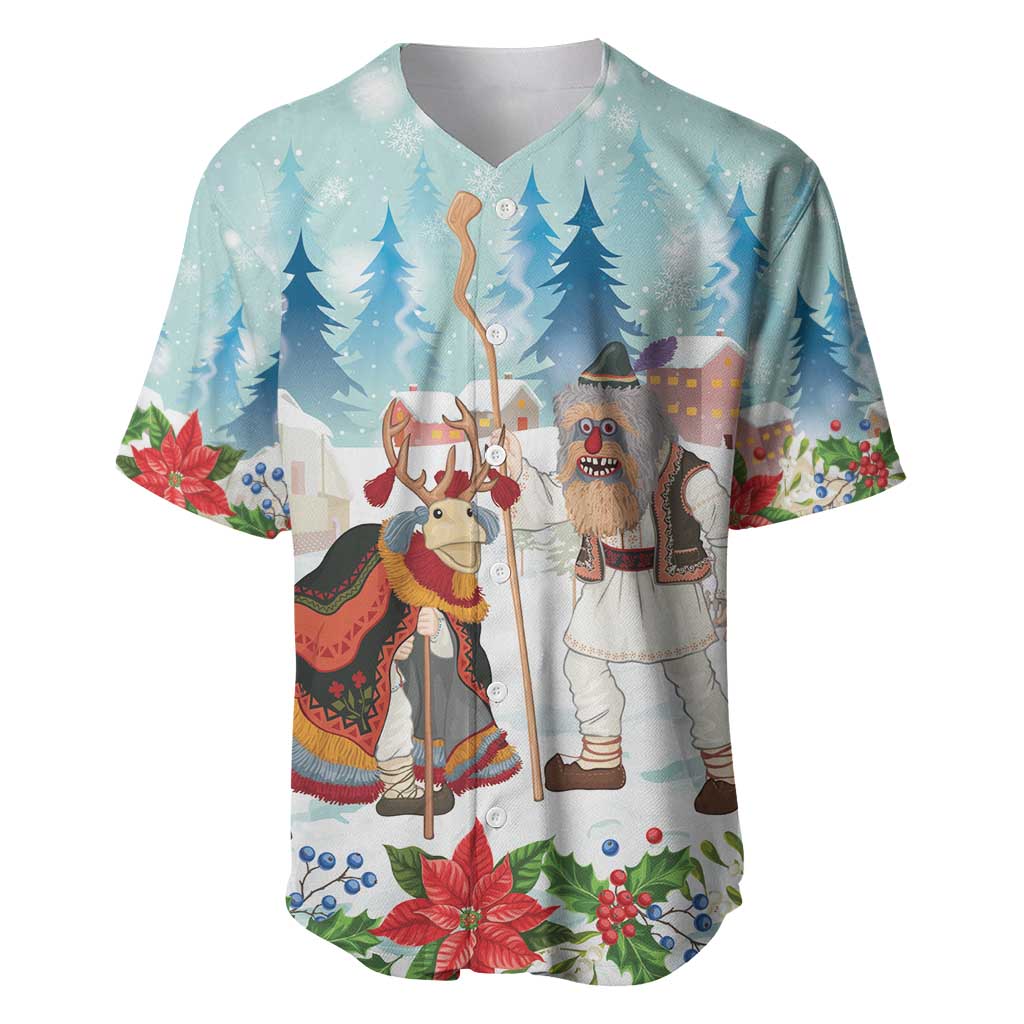 Romania Christmas Baseball Jersey Romanian Folklore Traditional Christmas Mask - Wonder Print Shop