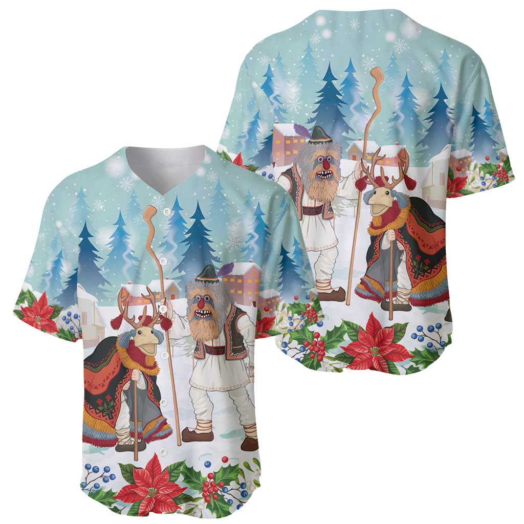 Romania Christmas Baseball Jersey Romanian Folklore Traditional Christmas Mask - Wonder Print Shop