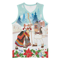 Romania Christmas Basketball Jersey Romanian Folklore Traditional Christmas Mask - Wonder Print Shop