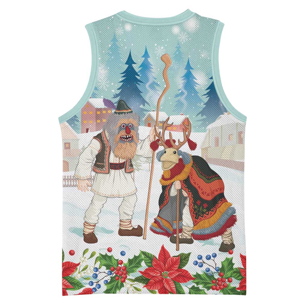 Romania Christmas Basketball Jersey Romanian Folklore Traditional Christmas Mask - Wonder Print Shop