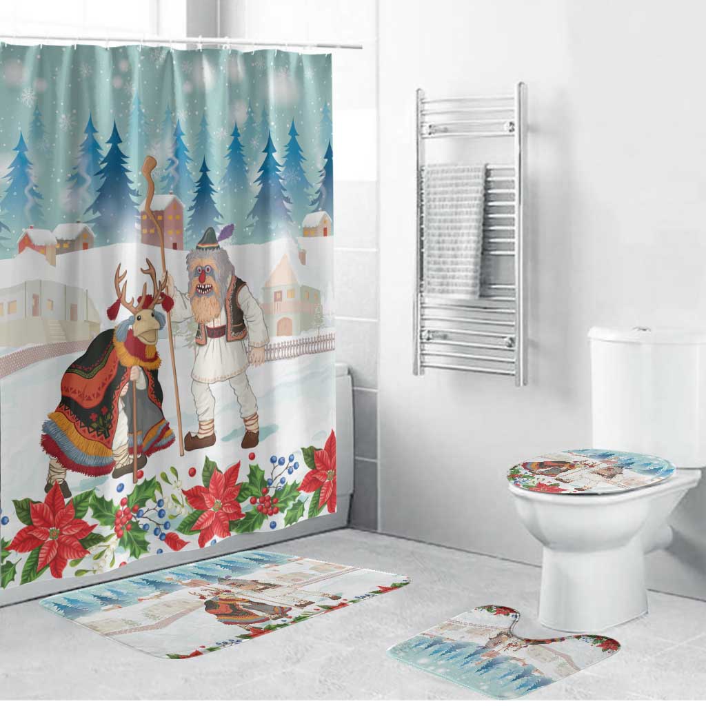 Romania Christmas Bathroom Set Romanian Folklore Traditional Christmas Mask - Wonder Print Shop