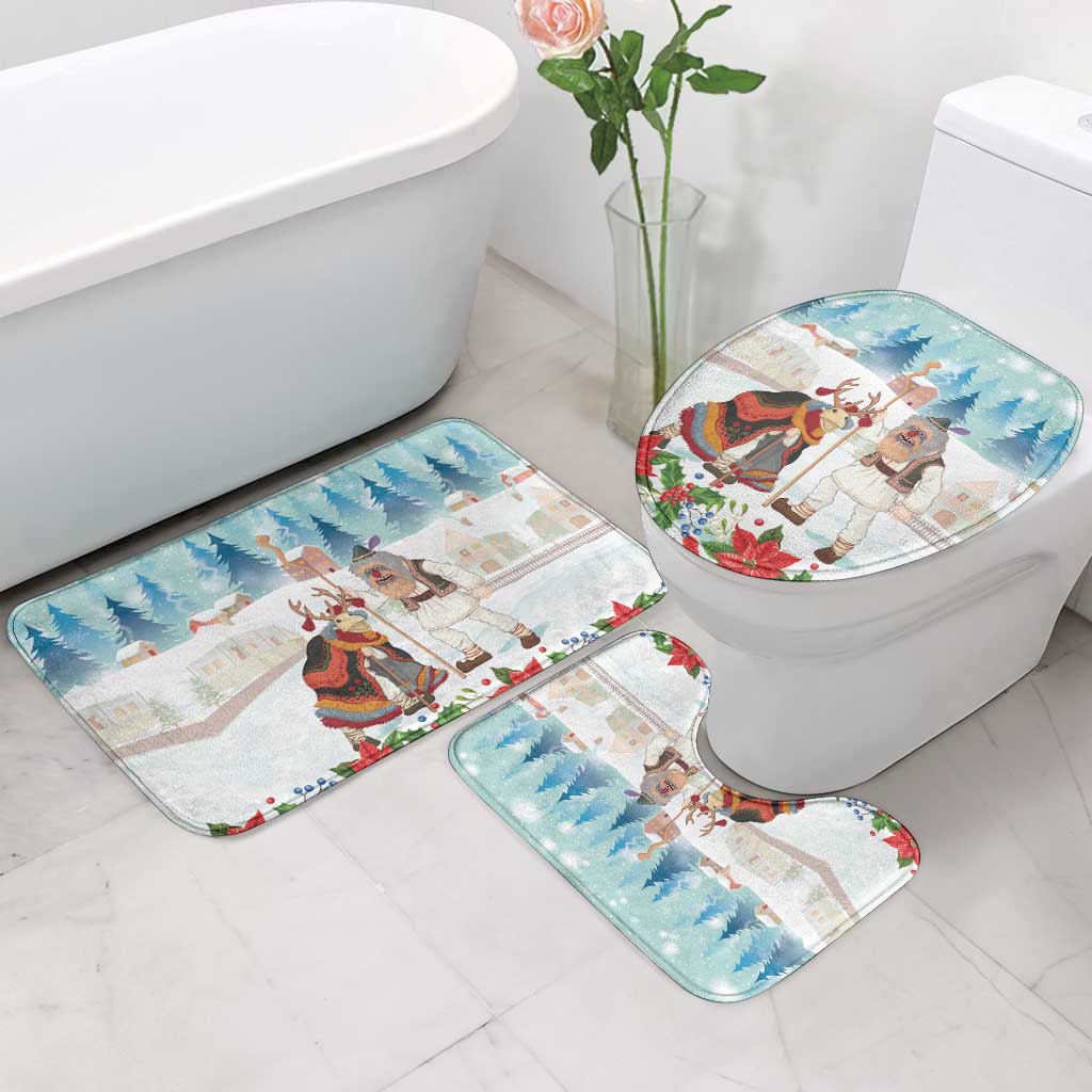 Romania Christmas Bathroom Set Romanian Folklore Traditional Christmas Mask - Wonder Print Shop
