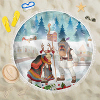 Romania Christmas Beach Blanket Romanian Folklore Traditional Christmas Mask - Wonder Print Shop