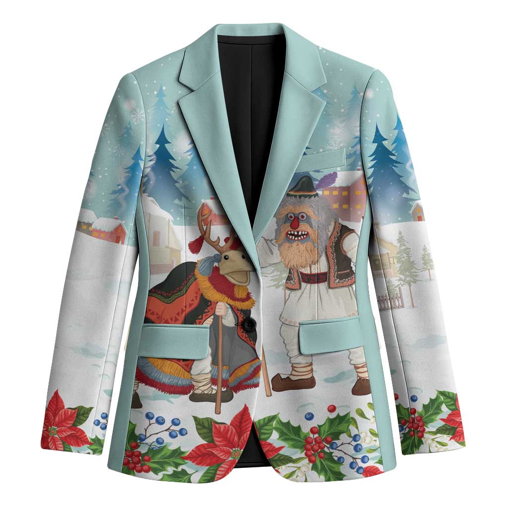 Romania Christmas Blazer Romanian Folklore Traditional Christmas Mask - Wonder Print Shop