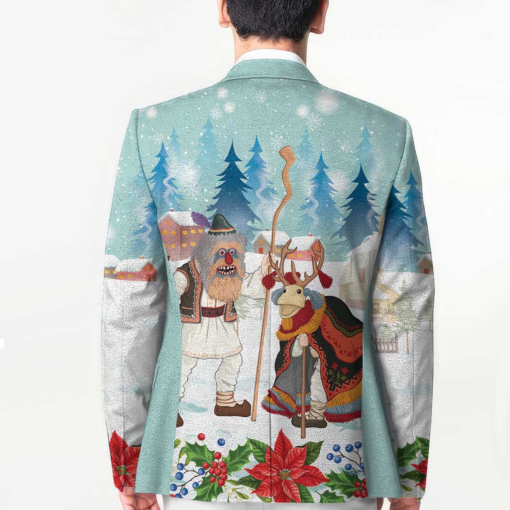 Romania Christmas Blazer Romanian Folklore Traditional Christmas Mask - Wonder Print Shop