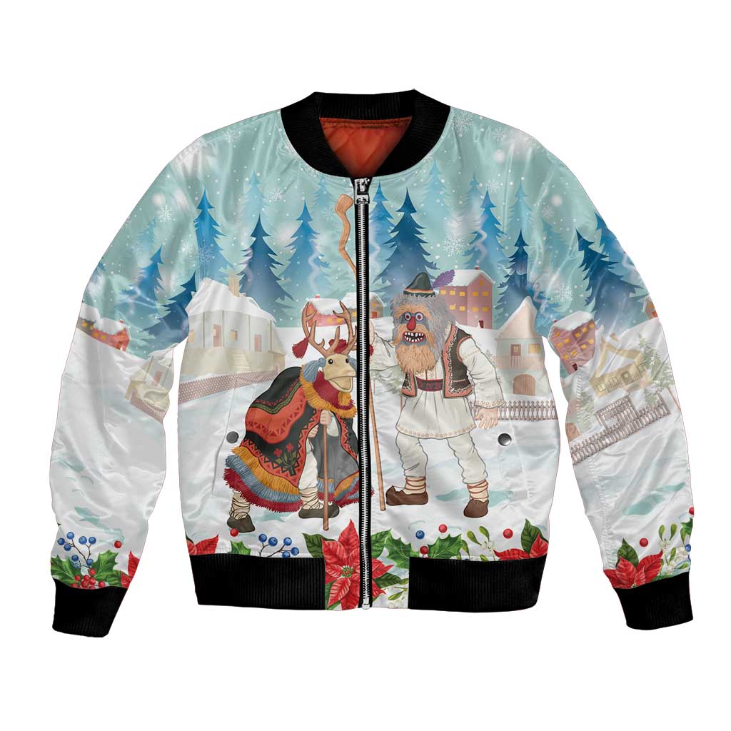 Romania Christmas Bomber Jacket Romanian Folklore Traditional Christmas Mask - Wonder Print Shop