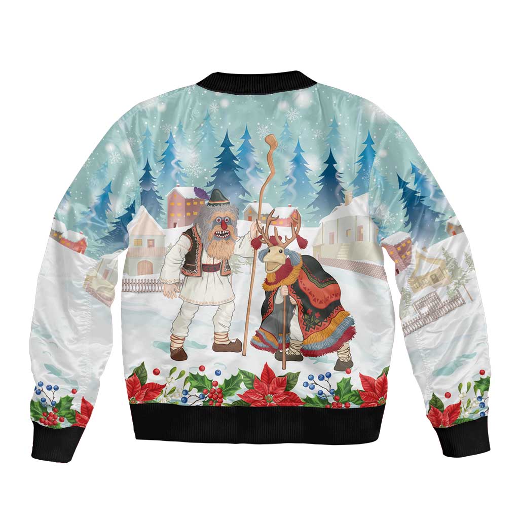 Romania Christmas Bomber Jacket Romanian Folklore Traditional Christmas Mask - Wonder Print Shop