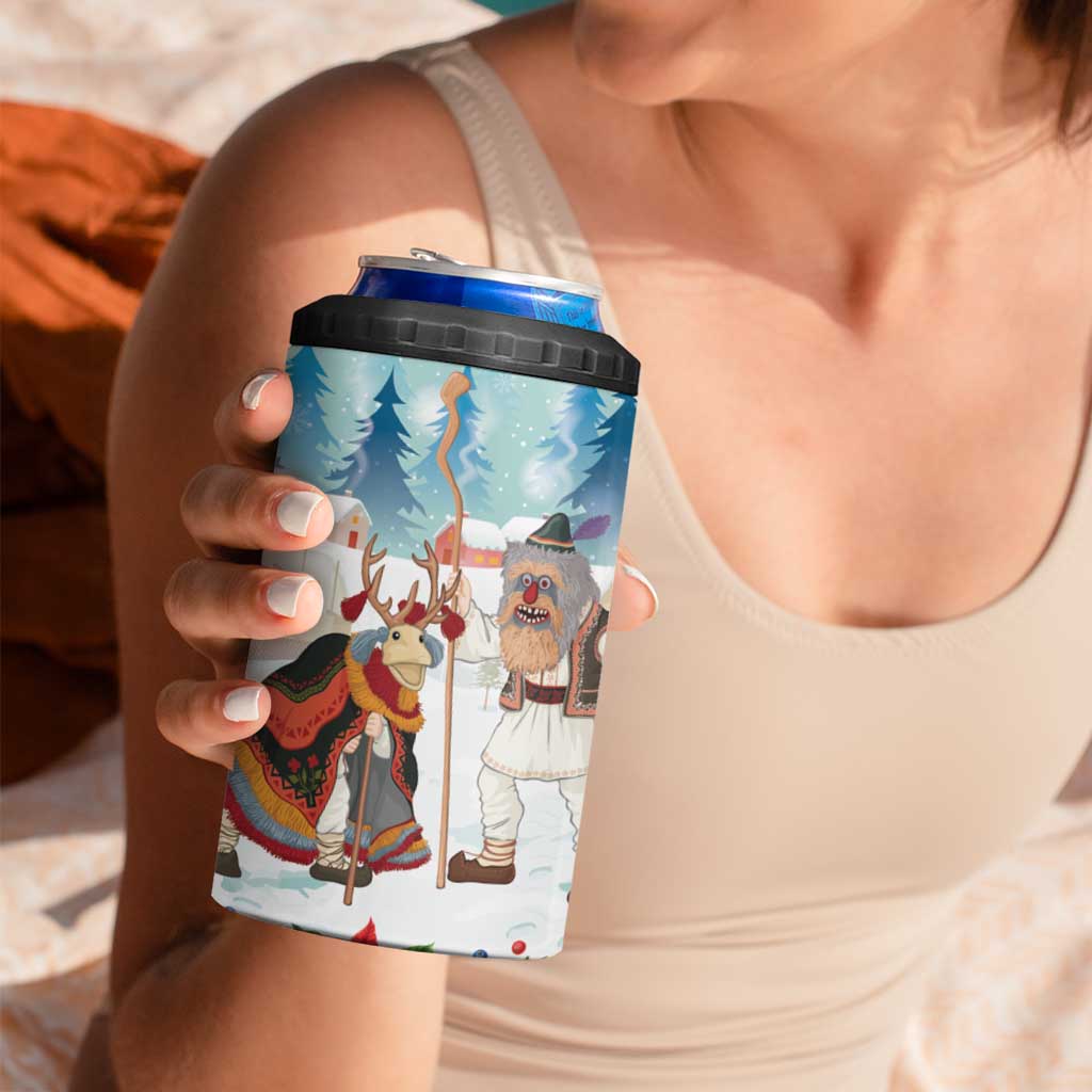 Romania Christmas 4 in 1 Can Cooler Tumbler Romanian Folklore Traditional Christmas Mask - Wonder Print Shop