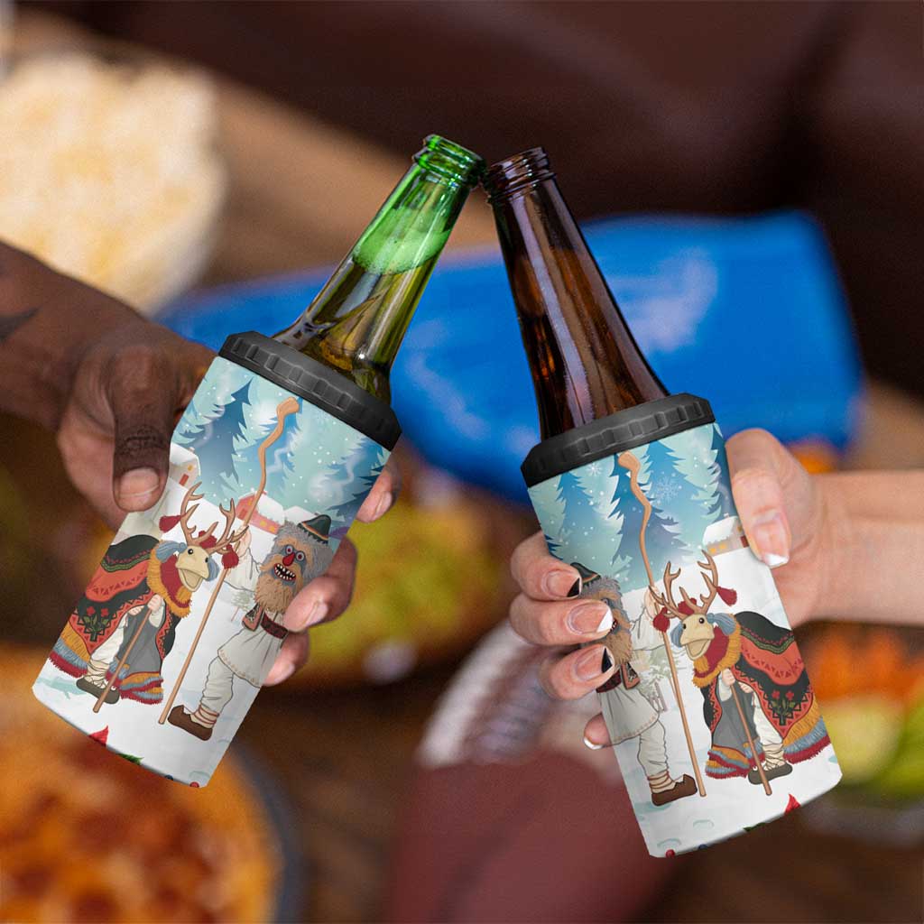 Romania Christmas 4 in 1 Can Cooler Tumbler Romanian Folklore Traditional Christmas Mask - Wonder Print Shop