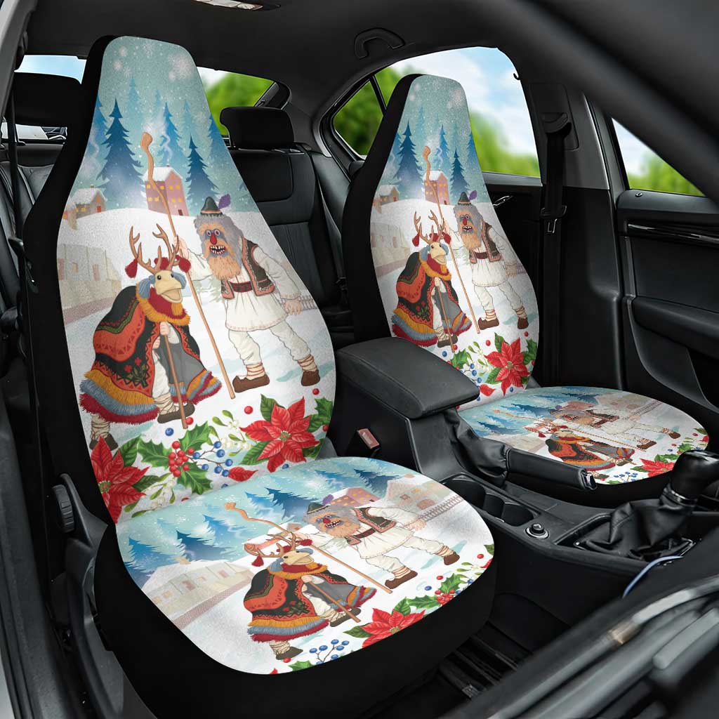 Romania Christmas Car Seat Cover Romanian Folklore Traditional Christmas Mask - Wonder Print Shop