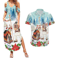 Romania Christmas Couples Matching Summer Maxi Dress and Hawaiian Shirt Romanian Folklore Traditional Christmas Mask - Wonder Print Shop