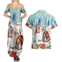 Romania Christmas Couples Matching Summer Maxi Dress and Hawaiian Shirt Romanian Folklore Traditional Christmas Mask - Wonder Print Shop