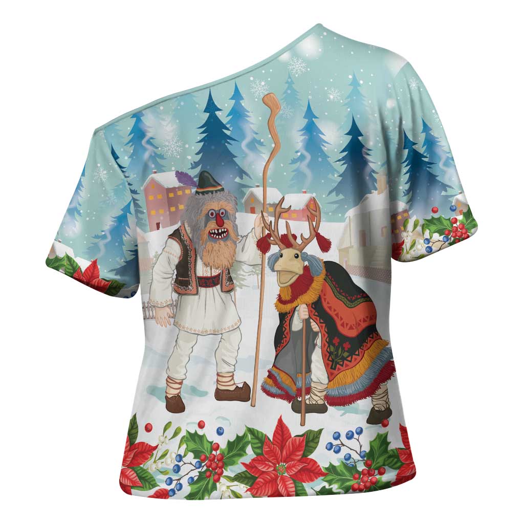 Romania Christmas Cross Shoulder Shirt Romanian Folklore Traditional Christmas Mask - Wonder Print Shop