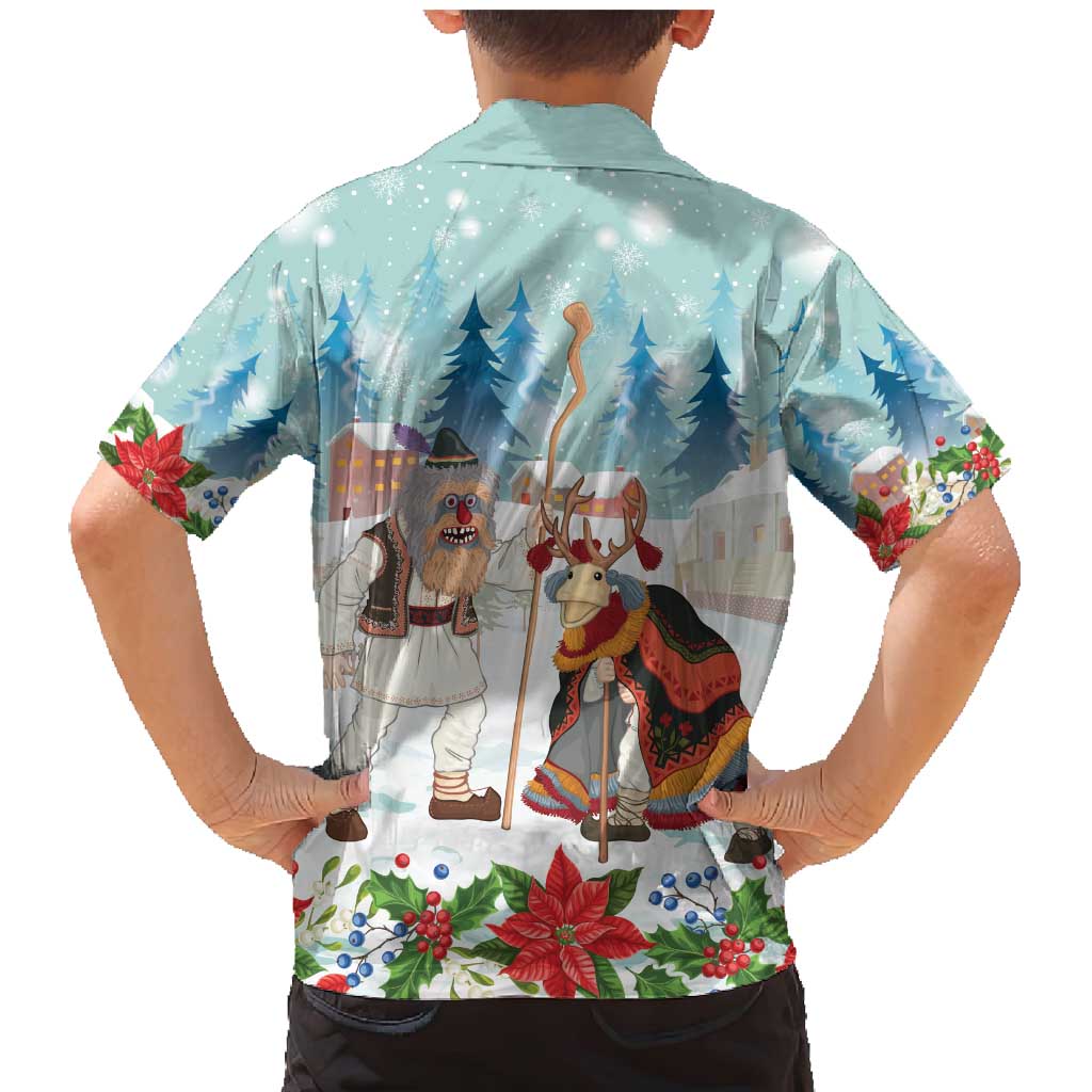 Romania Christmas Family Matching Mermaid Dress and Hawaiian Shirt Romanian Folklore Traditional Christmas Mask - Wonder Print Shop