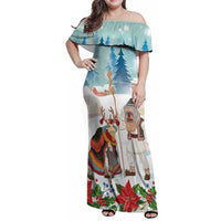 Romania Christmas Family Matching Off Shoulder Maxi Dress and Hawaiian Shirt Romanian Folklore Traditional Christmas Mask - Wonder Print Shop