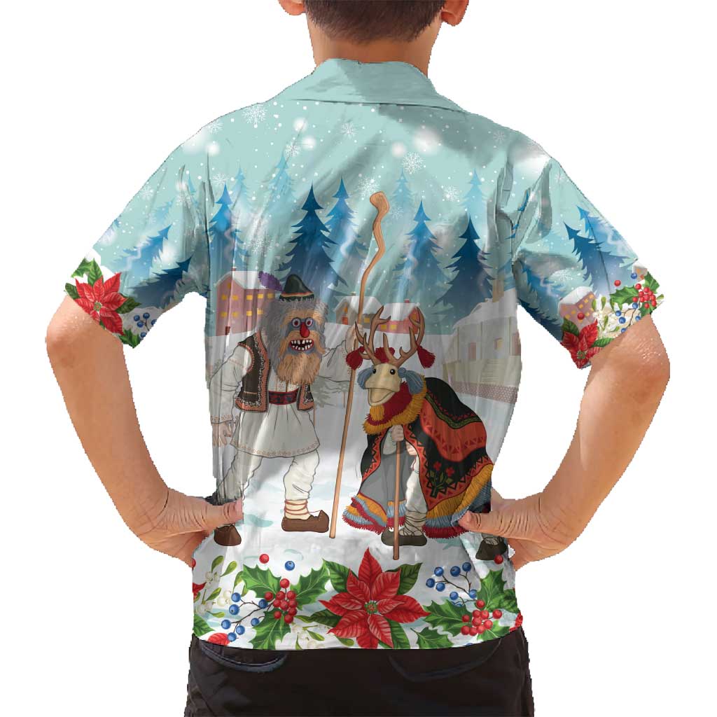 Romania Christmas Family Matching Summer Maxi Dress and Hawaiian Shirt Romanian Folklore Traditional Christmas Mask - Wonder Print Shop