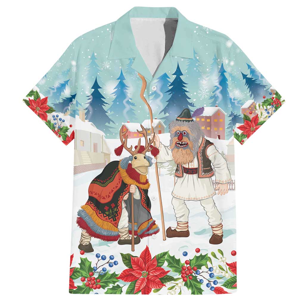 Romania Christmas Family Matching Summer Maxi Dress and Hawaiian Shirt Romanian Folklore Traditional Christmas Mask - Wonder Print Shop