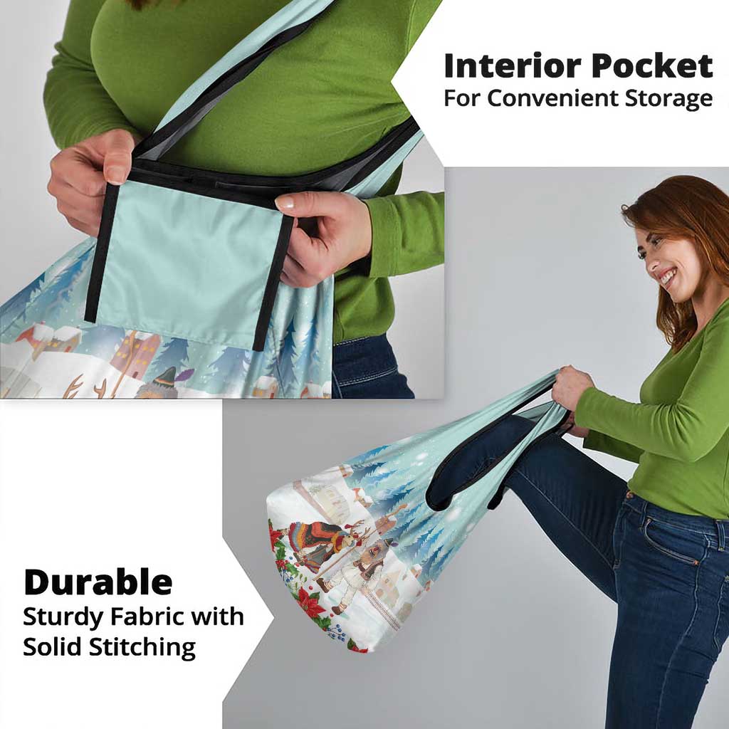 Romania Christmas Grocery Bag Romanian Folklore Traditional Christmas Mask - Wonder Print Shop