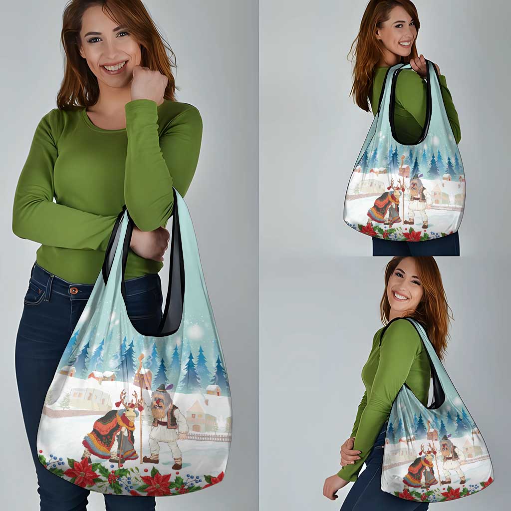 Romania Christmas Grocery Bag Romanian Folklore Traditional Christmas Mask - Wonder Print Shop