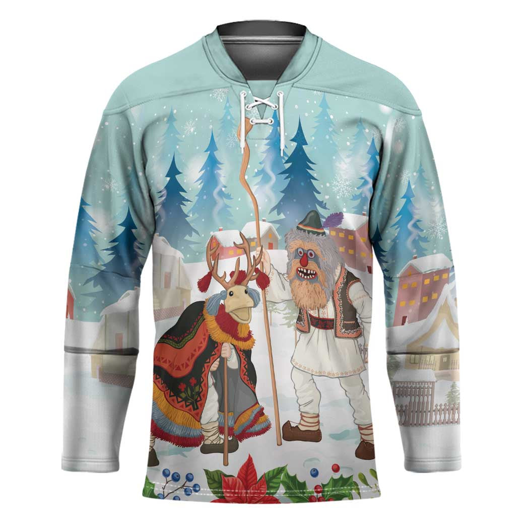 Romania Christmas Hockey Jersey Romanian Folklore Traditional Christmas Mask - Wonder Print Shop