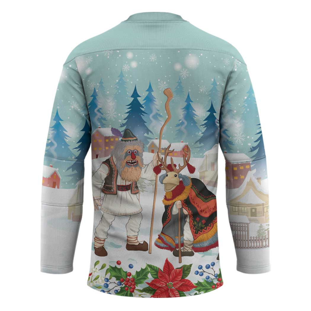 Romania Christmas Hockey Jersey Romanian Folklore Traditional Christmas Mask - Wonder Print Shop