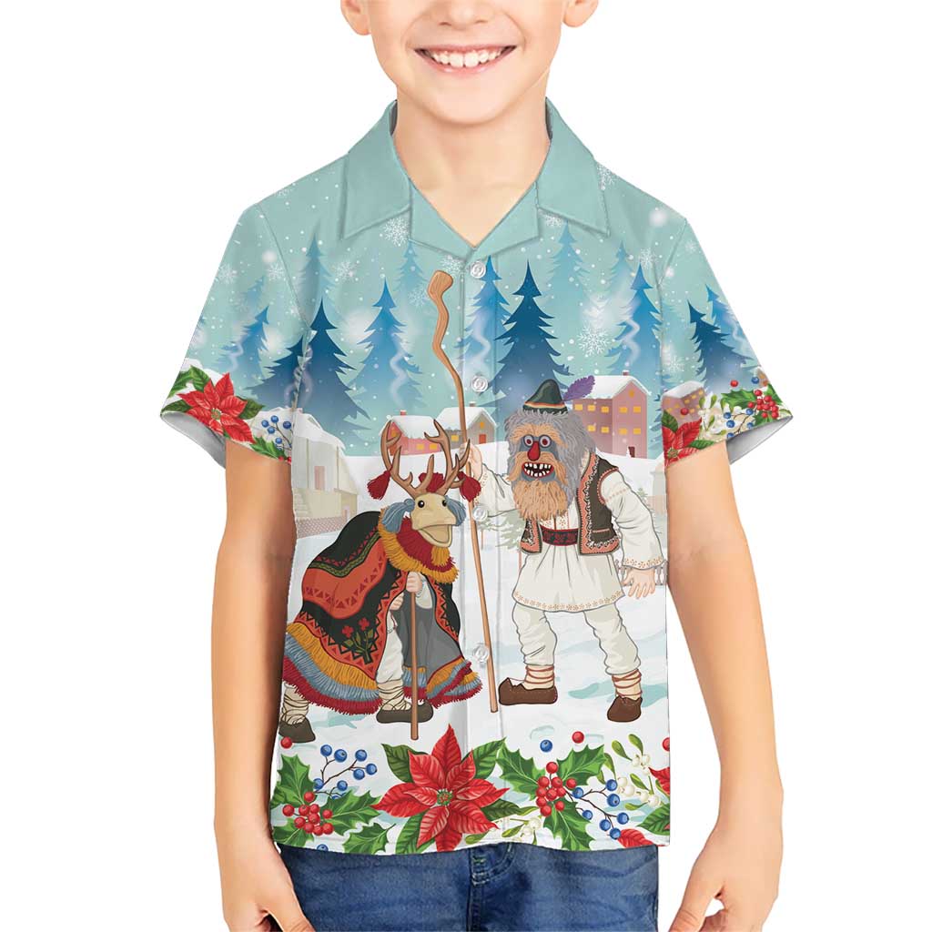 Romania Christmas Kid Hawaiian Shirt Romanian Folklore Traditional Christmas Mask - Wonder Print Shop