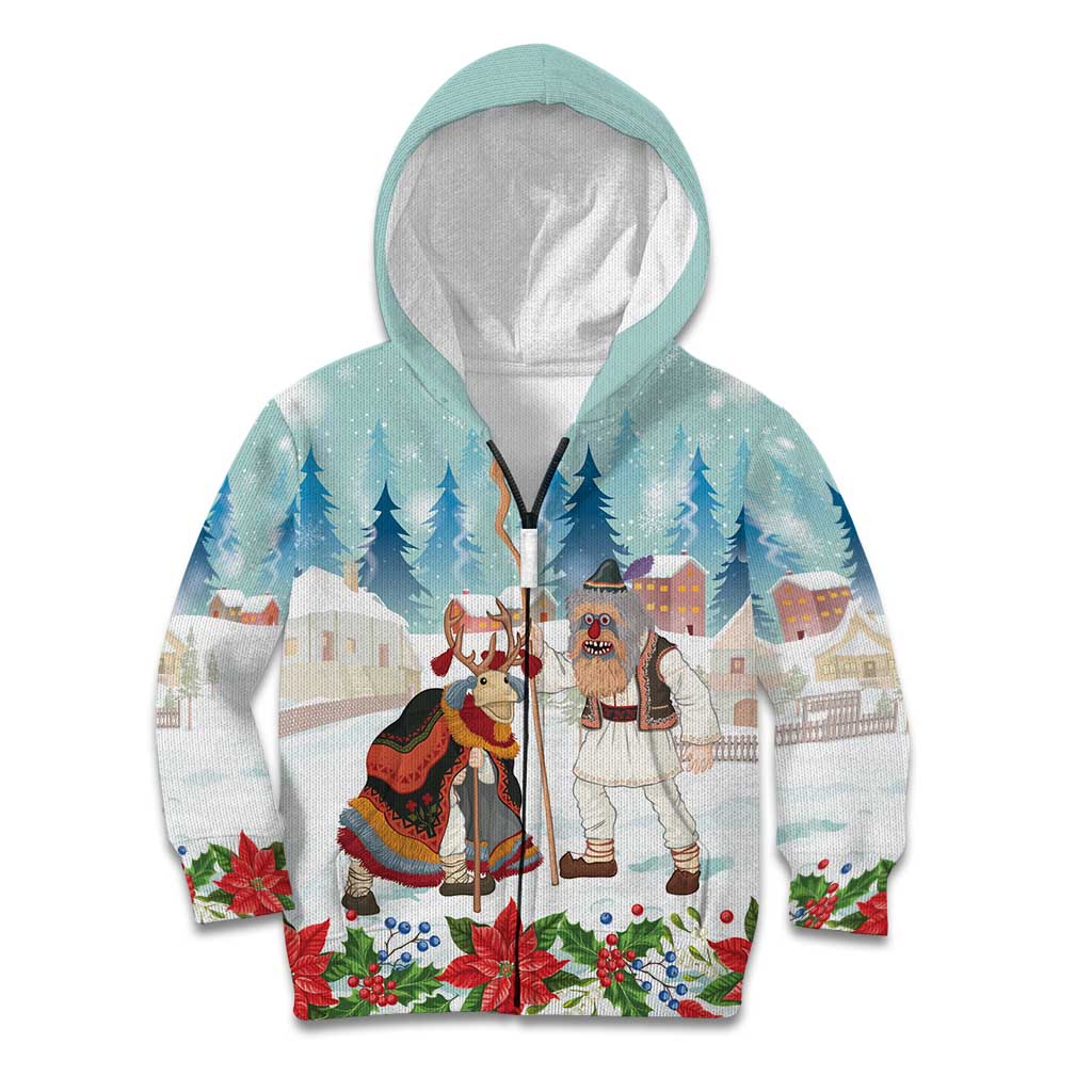 Romania Christmas Kid Hoodie Romanian Folklore Traditional Christmas Mask - Wonder Print Shop