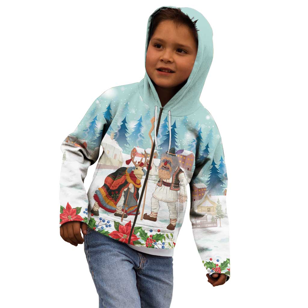 Romania Christmas Kid Hoodie Romanian Folklore Traditional Christmas Mask - Wonder Print Shop