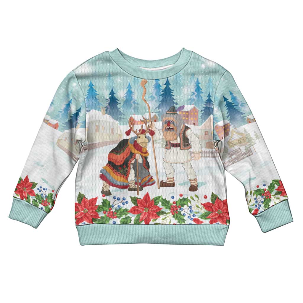 Romania Christmas Kid Ugly Christmas Sweater Romanian Folklore  Traditional Christmas Mask - Wonder Print Shop