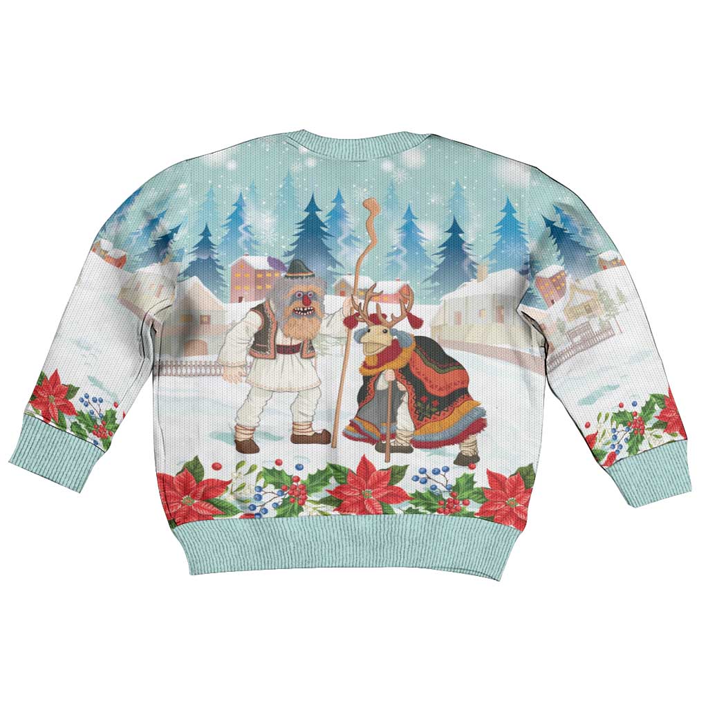 Romania Christmas Kid Ugly Christmas Sweater Romanian Folklore  Traditional Christmas Mask - Wonder Print Shop