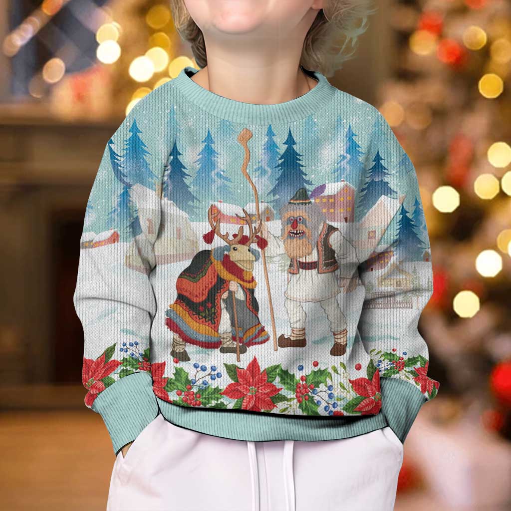 Romania Christmas Kid Ugly Christmas Sweater Romanian Folklore  Traditional Christmas Mask - Wonder Print Shop