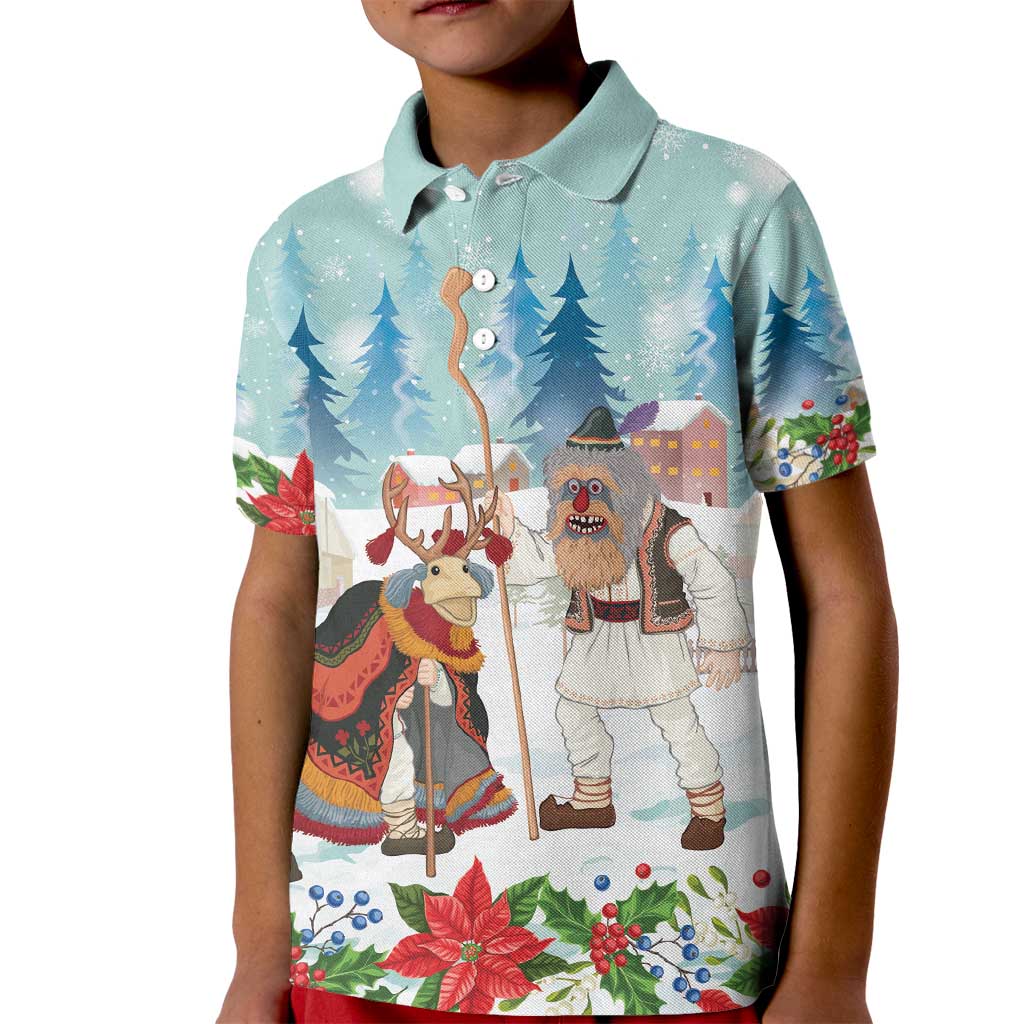 Romania Christmas Kid Polo Shirt Romanian Folklore Traditional Christmas Mask - Wonder Print Shop