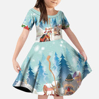 Romania Christmas Kid Short Sleeve Dress Romanian Folklore Traditional Christmas Mask - Wonder Print Shop