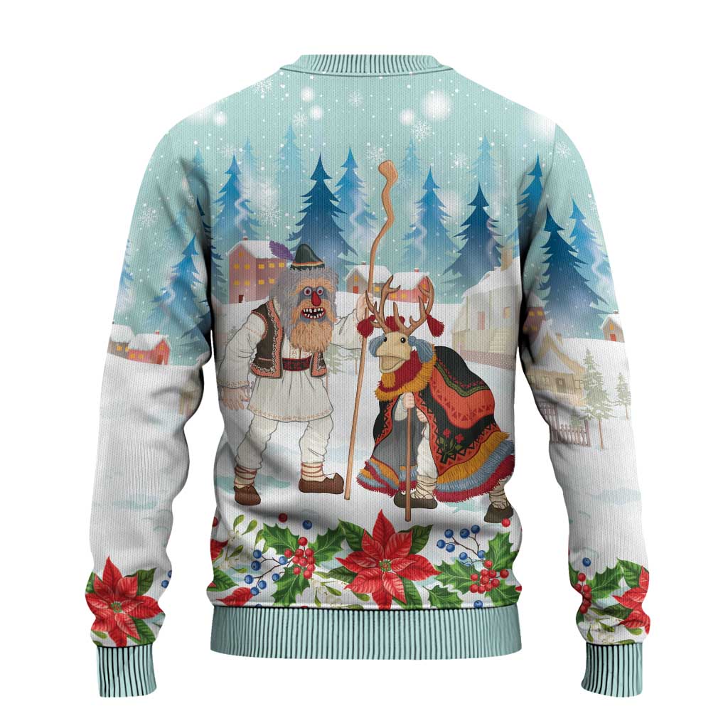 Romania Christmas Ugly Christmas Sweater Romanian Folklore  Traditional Christmas Mask - Wonder Print Shop