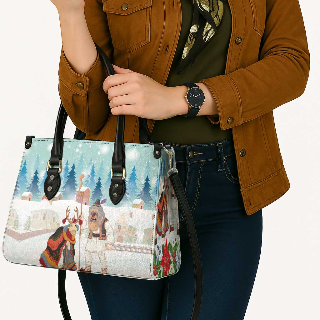 Romania Christmas Leather Bag Romanian Folklore Traditional Christmas Mask - Wonder Print Shop