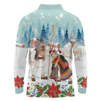 Romania Christmas Long Sleeve Polo Shirt Romanian Folklore Traditional Christmas Mask - Wonder Print Shop