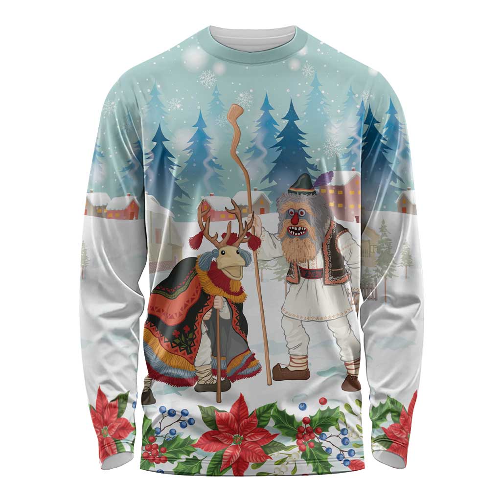 Romania Christmas Long Sleeve Shirt Romanian Folklore Traditional Christmas Mask - Wonder Print Shop