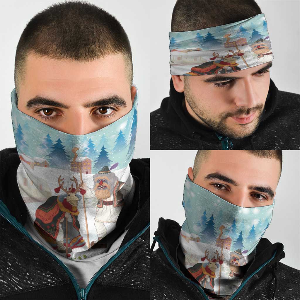 Romania Christmas Neck Gaiter Romanian Folklore Traditional Christmas Mask - Wonder Print Shop