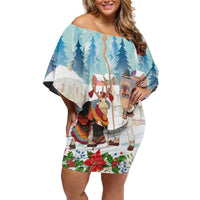 Romania Christmas Off Shoulder Short Dress Romanian Folklore Traditional Christmas Mask - Wonder Print Shop