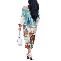 Romania Christmas Off The Shoulder Long Sleeve Dress Romanian Folklore Traditional Christmas Mask - Wonder Print Shop