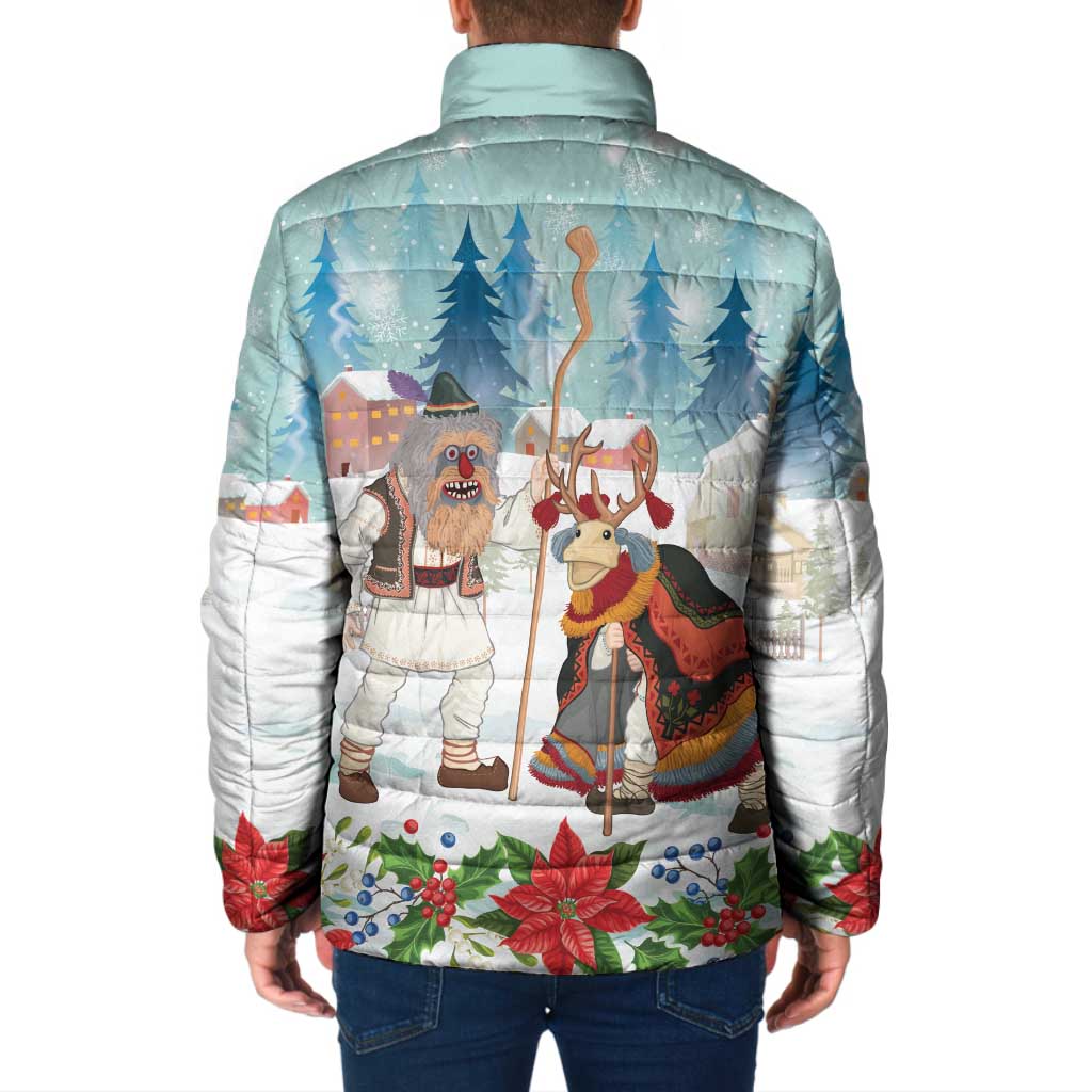 Romania Christmas Padded Jacket Romanian Folklore Traditional Christmas Mask - Wonder Print Shop