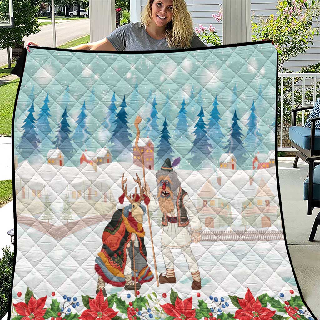 Romania Christmas Quilt Romanian Folklore Traditional Christmas Mask - Wonder Print Shop