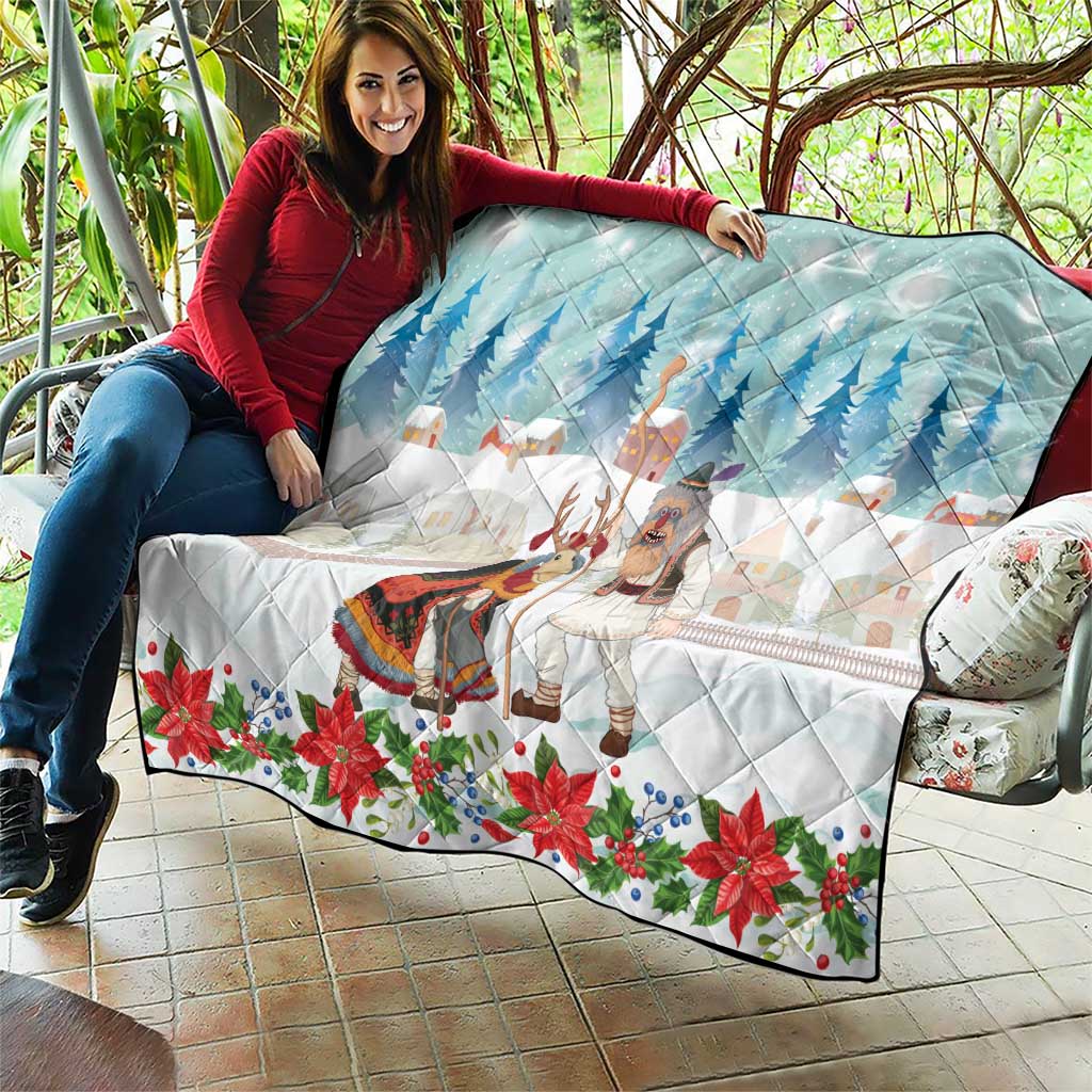 Romania Christmas Quilt Romanian Folklore Traditional Christmas Mask - Wonder Print Shop