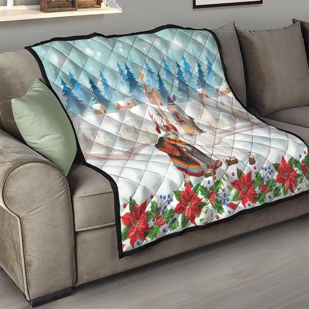 Romania Christmas Quilt Romanian Folklore Traditional Christmas Mask - Wonder Print Shop