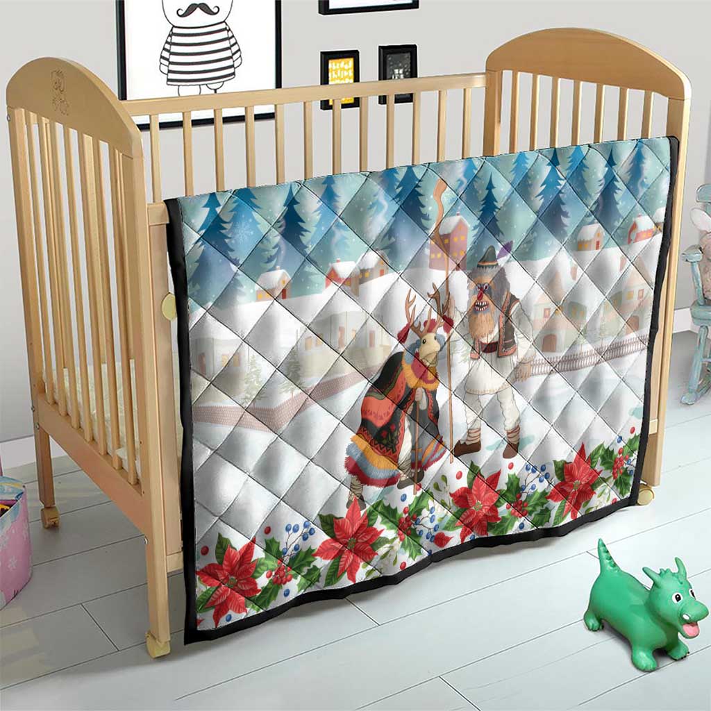 Romania Christmas Quilt Romanian Folklore Traditional Christmas Mask - Wonder Print Shop