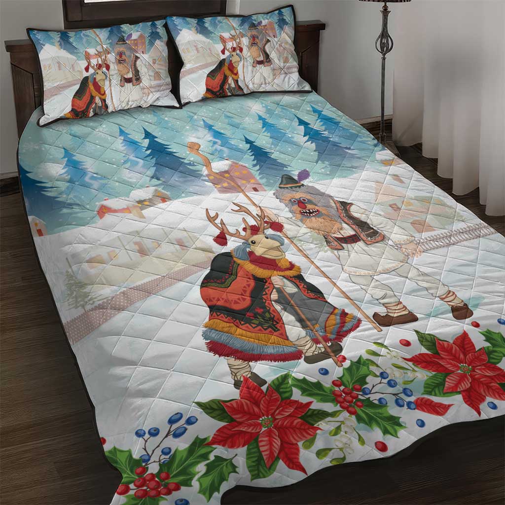 Romania Christmas Quilt Bed Set Romanian Folklore Traditional Christmas Mask - Wonder Print Shop