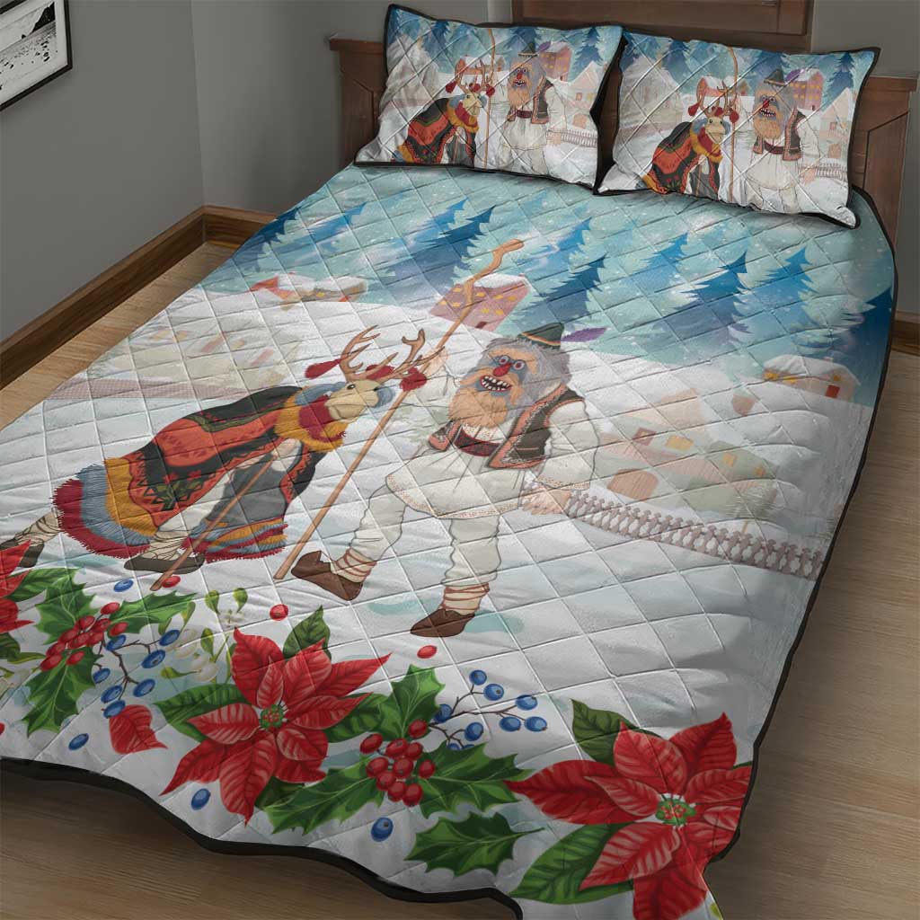 Romania Christmas Quilt Bed Set Romanian Folklore Traditional Christmas Mask - Wonder Print Shop
