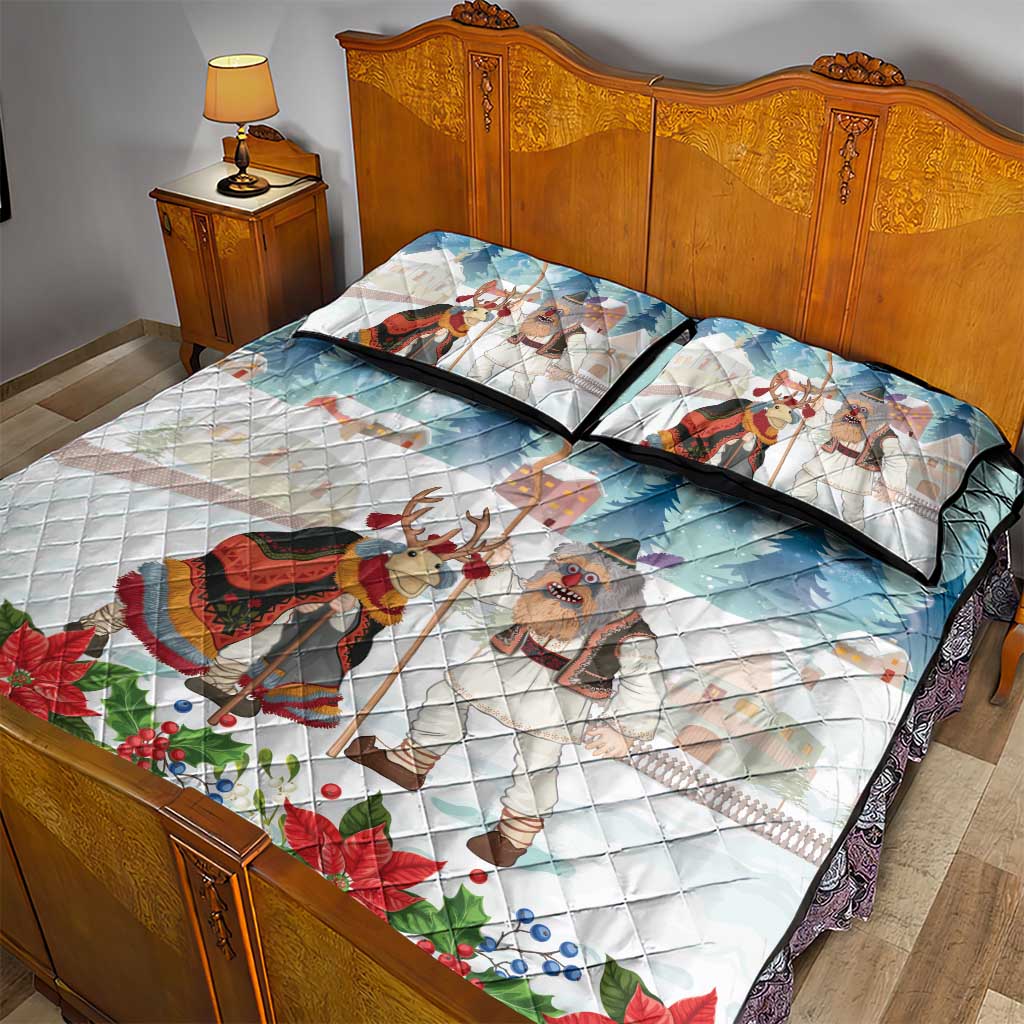 Romania Christmas Quilt Bed Set Romanian Folklore Traditional Christmas Mask - Wonder Print Shop